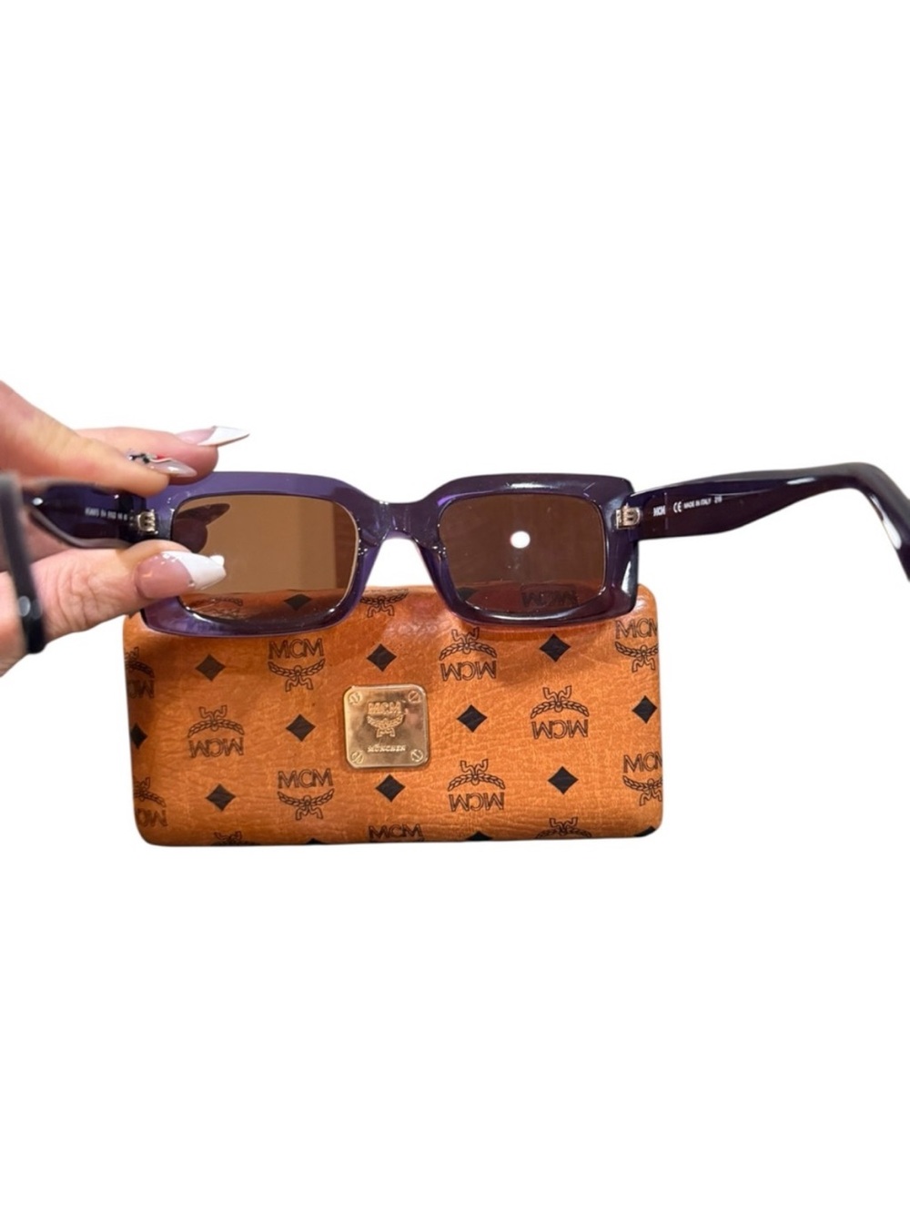 MCM Purple Rectangular Sunglasses with Brown Lenses 😎🕶️ - Picture 3 of 4